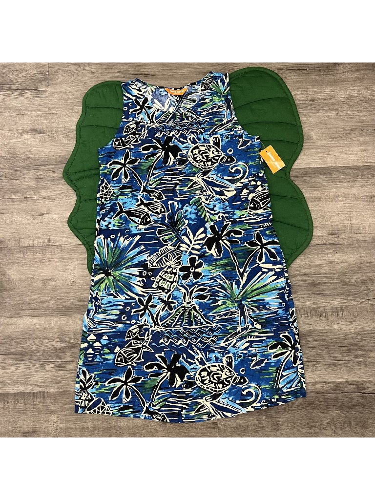 Jams World Hawaii Dress Womens Xs Honu Island Blue Turtle Rayon Tank Sleeveless